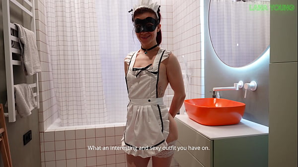 Maid in sexy outfit cleans up my mess